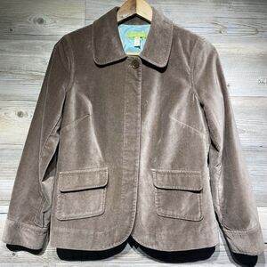 Sigrid Olsen Velvet Velour Jacket Blazer Button Up Size Small Petite Brown Lined